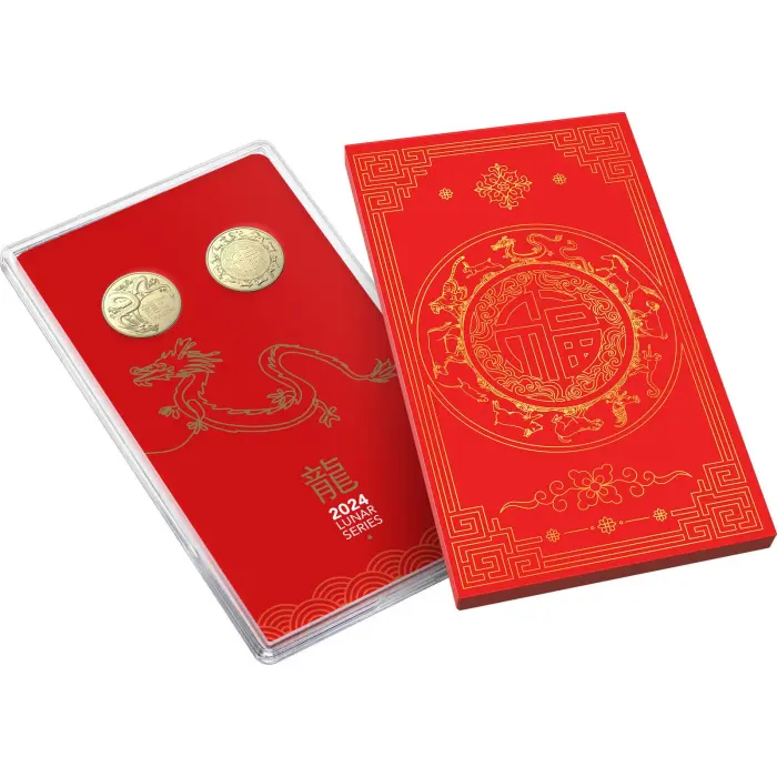 2024 $1 LUNAR YEAR OF THE DRAGON UNCIRCULATED 2-COIN SET