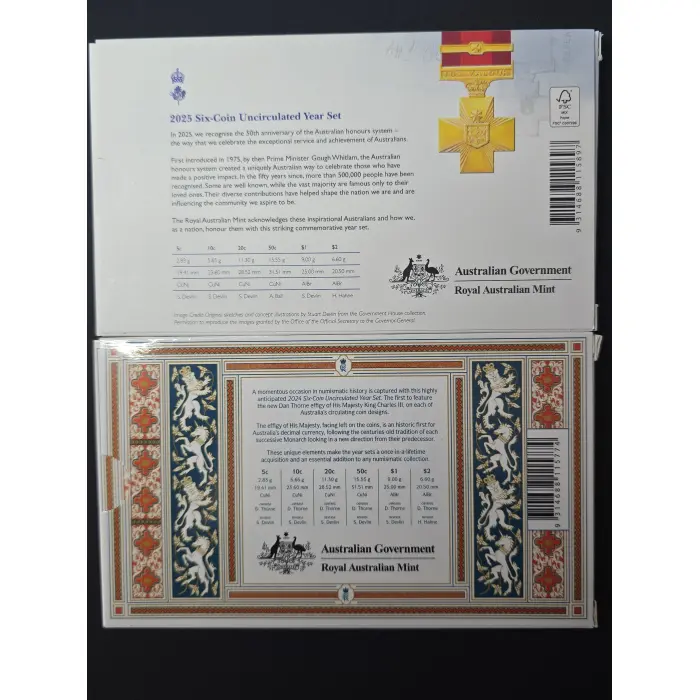 2024 King Charles III & 2025 Celebrating Australians 6-Coin Uncirculated Sets - 