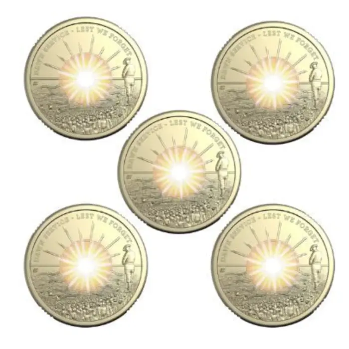 2026 $2 Dawn Service Lest we forget - RAM Bag of 5 uncirculated coins