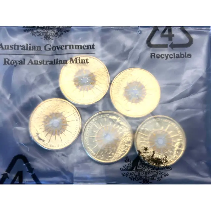 2026 $2 Dawn Service Lest we forget - RAM Bag of 5 uncirculated coins