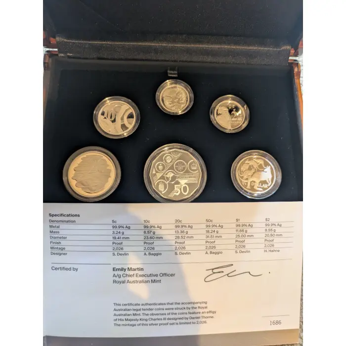 2026 Six-Coin Silver Proof Year Set – 60th Anniversary of Decimal