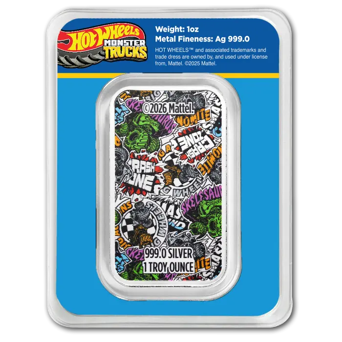 2026 Hot Wheels Monster Trucks Mega Wrex 1oz Silver Bar Limited 5000 Units