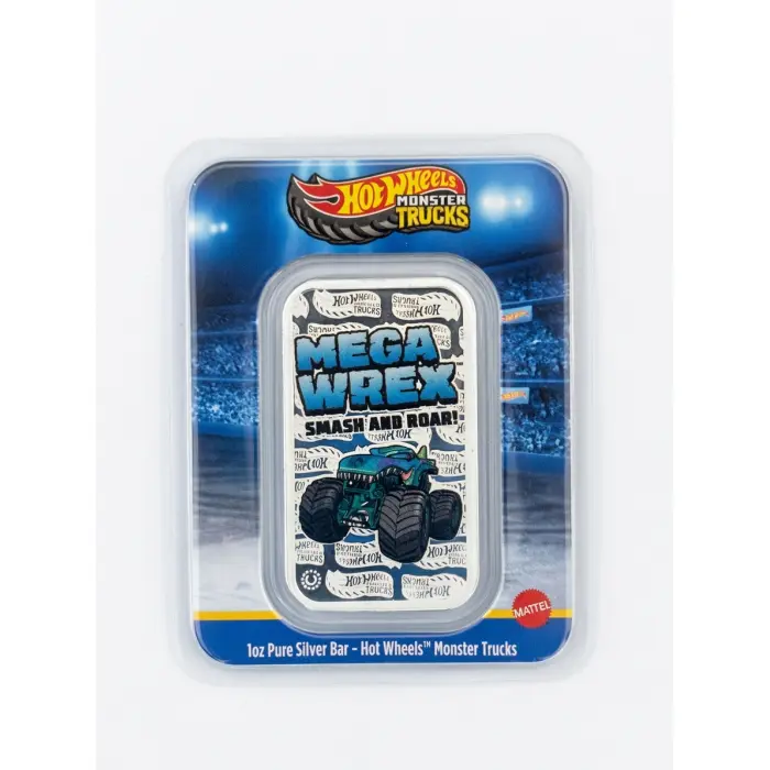 2026 Hot Wheels Monster Trucks Mega Wrex 1oz Silver Bar Limited 5000 Units