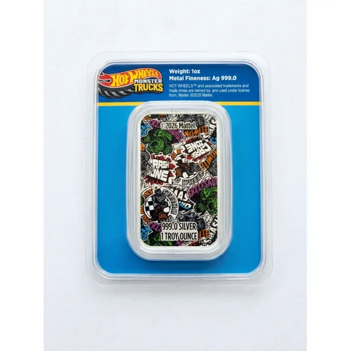 2026 Hot Wheels Monster Trucks Mega Wrex 1oz Silver Bar Limited 5000 Units