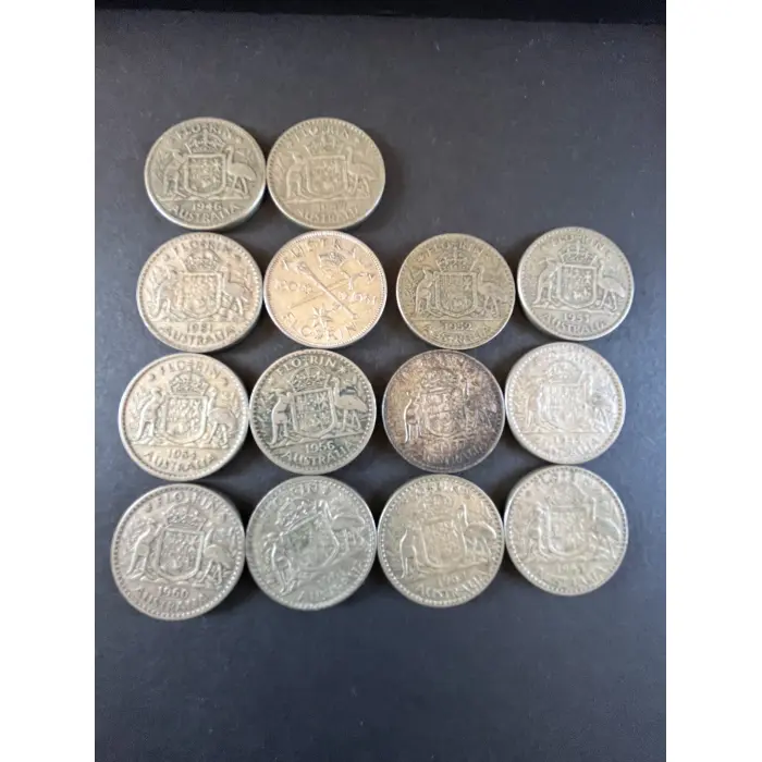 14 Florins set 50% Silver 