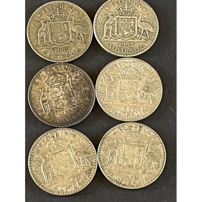 14 Florins set 50% Silver 