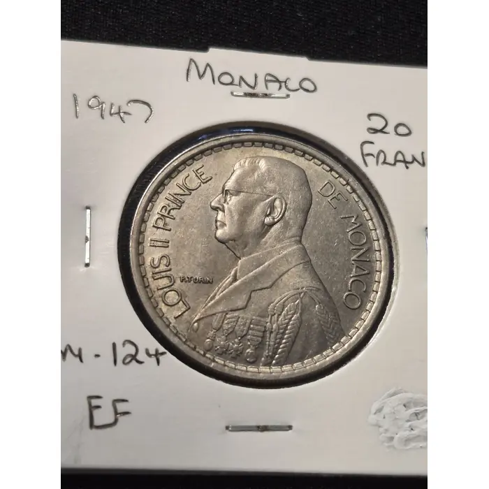 1947 Monaco 20 Francs Coin – Prince Louis II