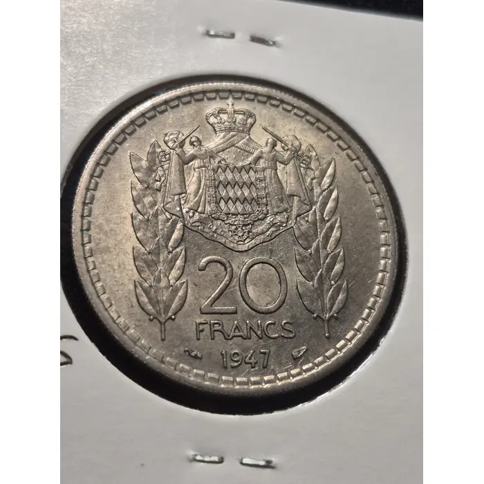 1947 Monaco 20 Francs Coin – Prince Louis II