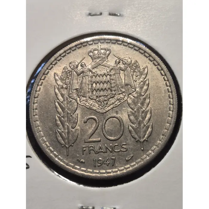 1947 Monaco 20 Francs Coin – Prince Louis II