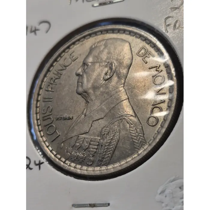 1947 Monaco 20 Francs Coin – Prince Louis II