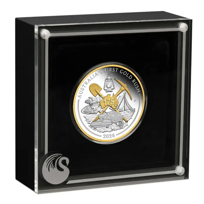 2026 Australia First Gold Rush 175th Anniversary 1oz Silver Proof Gilded Coin