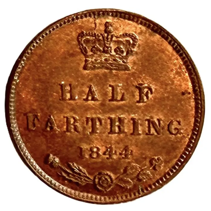 ENGLISH 1844 Queen Victoria half farthing (S3951) aUNC