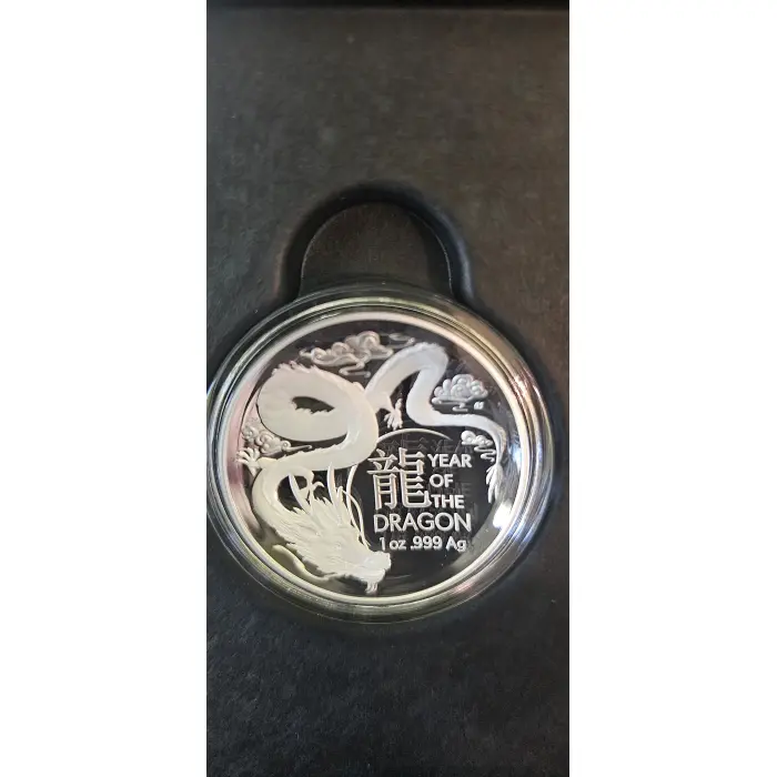 2024 Lunar Series - Year of the Dragon - $5  fine silver proof domed coin