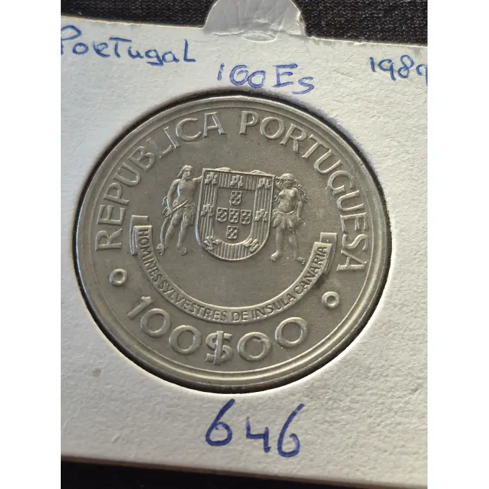 1989 Portugal 100 Escudos – Commemorative Canary Islands Discovery Coin