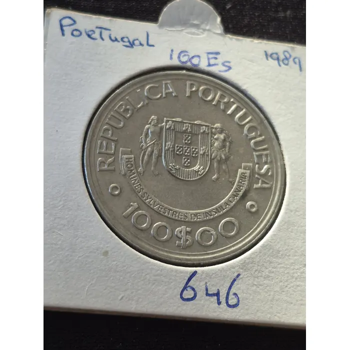1989 Portugal 100 Escudos – Commemorative Canary Islands Discovery Coin