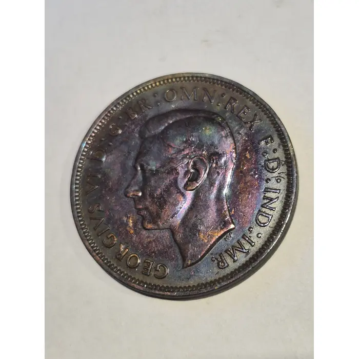 1947 Great Britain One Penny – King George VI (Vibrant Toned Bronze Coin)