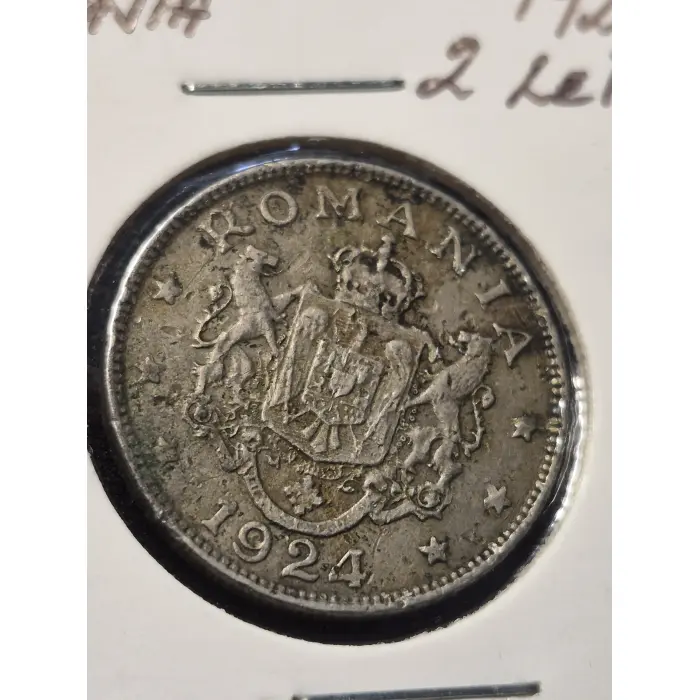 1924 Romania 2 Lei Coin – Kingdom of Romania (Ferdinand I)