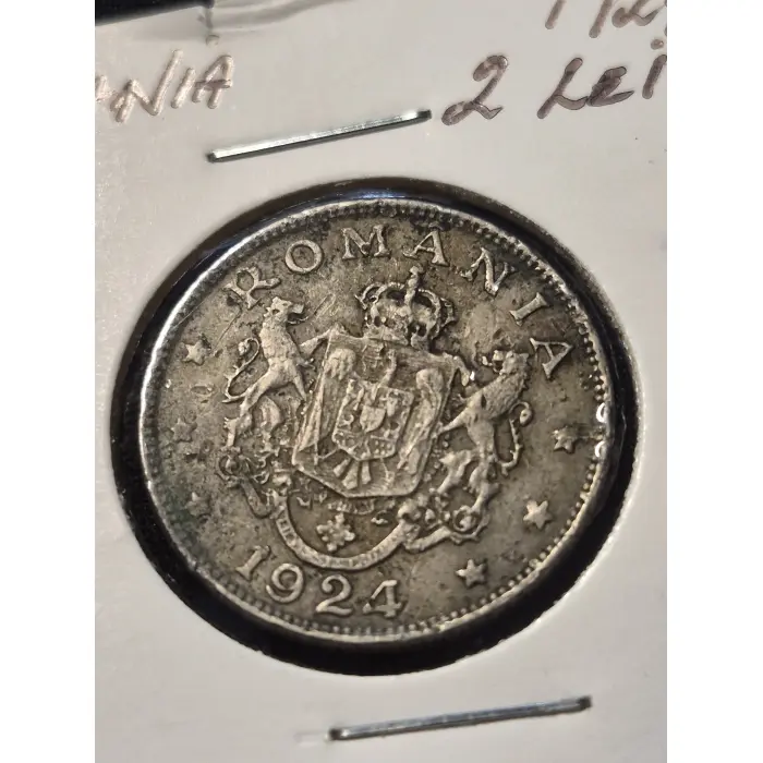 1924 Romania 2 Lei Coin – Kingdom of Romania (Ferdinand I)