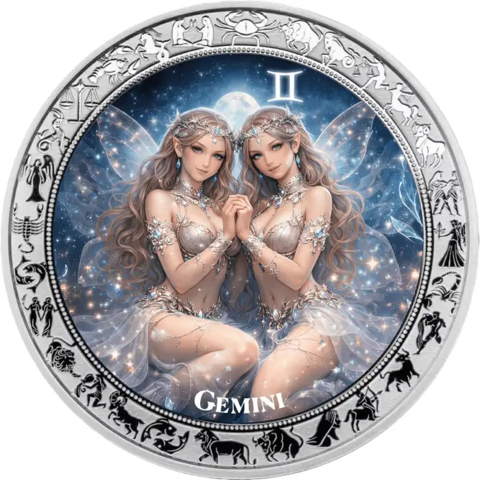 Gemini 2026 Ghana Zodiac Goddess 1oz Silver Proof Coloured Coin