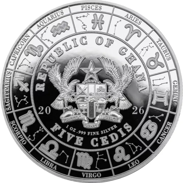 Gemini 2026 Ghana Zodiac Goddess 1oz Silver Proof Coloured Coin