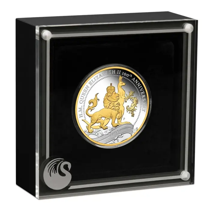2026 $1 100th Anniversary H.M. Queen Elizabeth II 1oz Silver Proof Gilded Coin