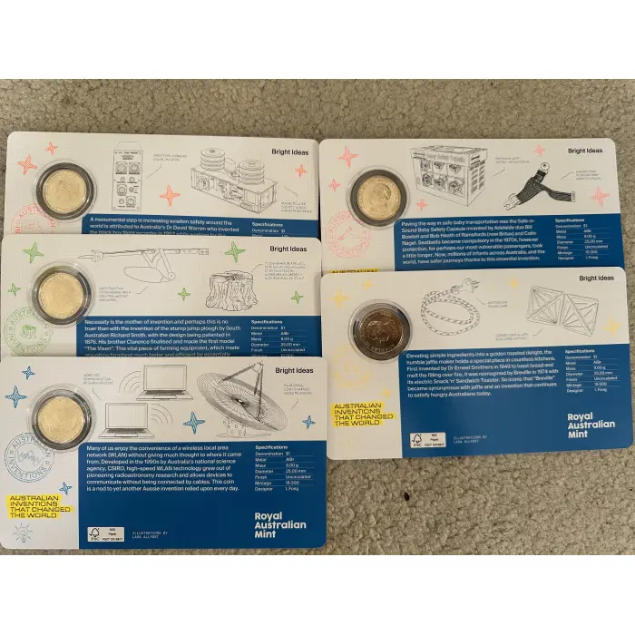 5x Coins $1 Bright Ideas Privy Mark in Card Uncirculated