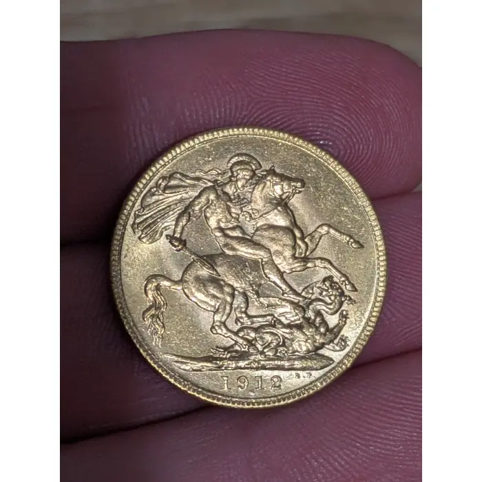 22ct Gold Full Sovereign Coin 1912 Melbourne Mint King George V Head