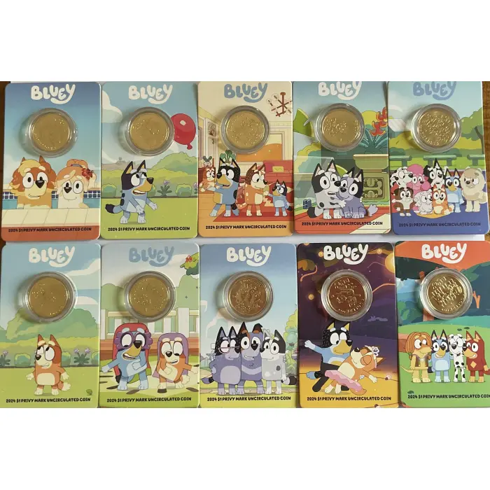 2024 BLUEY $1 DOLLARBUCKS PRIVY MARK - 10 CARDED COIN SET