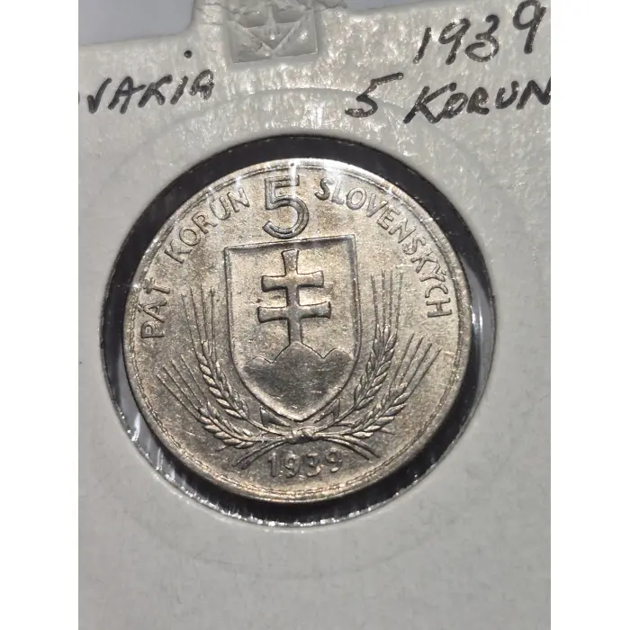 1939 Slovakia 5 Korún Coin