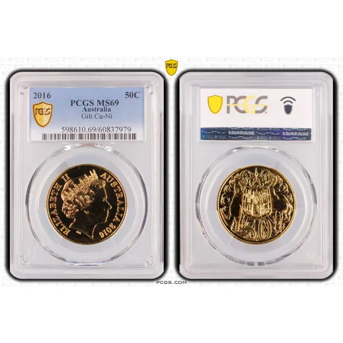 2016 AUSTRALIAN 50C GILT – PCGS MS69
