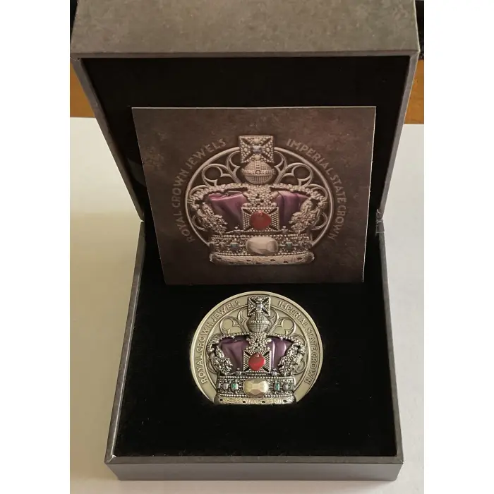 2026 $5 2OZ ANTIQUED ROYAL CROWN JEWELS SILVER COIN #190/350