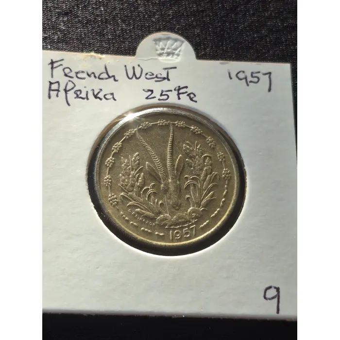 1957 French West Africa 25 Francs – Vintage Colonial African Coin