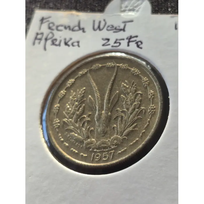 1957 French West Africa 25 Francs – Vintage Colonial African Coin