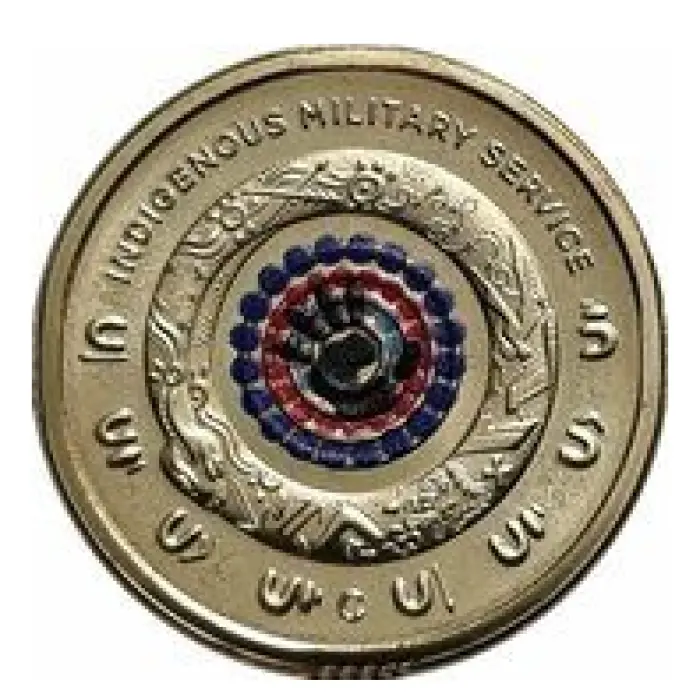 2021 $2 Indigenous Military Service Two Dollar Coloured lighltly circulated