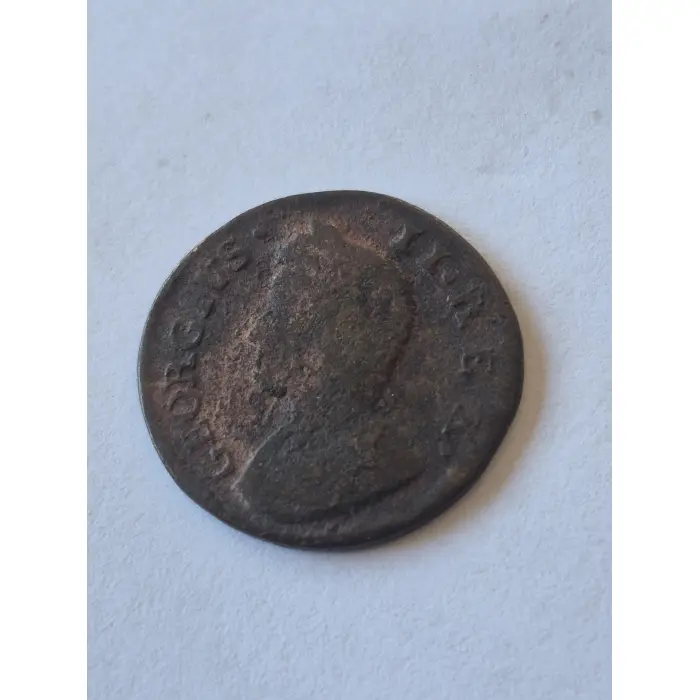​Authentic 1737 British King George II Copper Farthing (18th Century