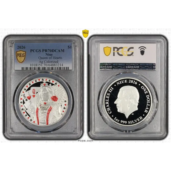 2026 $1 Queen of Hearts 1 oz Silver Proof Coin - Top Pop PR70 - 1 of 1