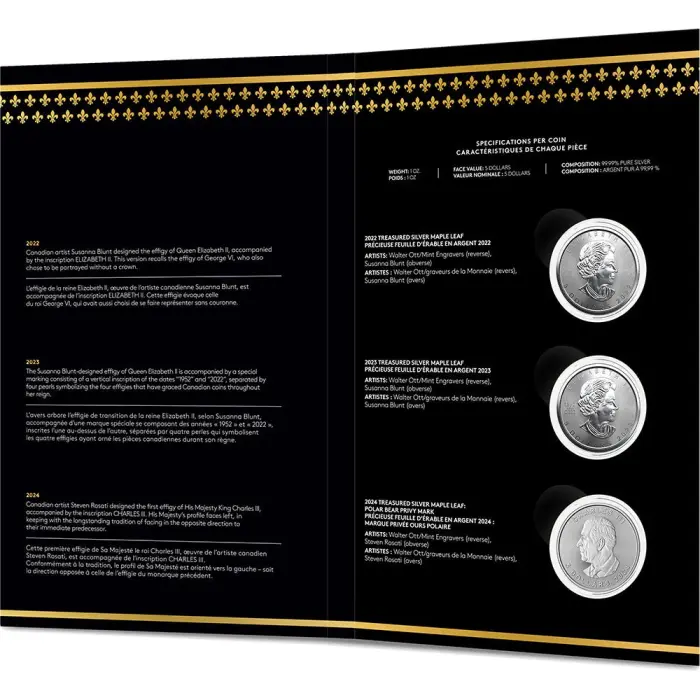 Treasured Maple Leaf: Effigies 3-Coin Set (Premium Bullion)