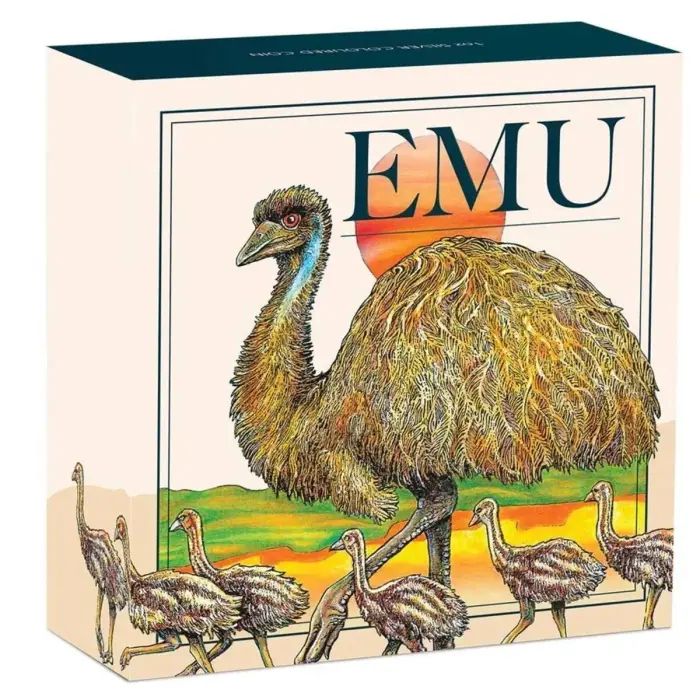 2026 Perth Mint $1 Australian Emu 1oz Silver Coloured Coin Brand New Unopened