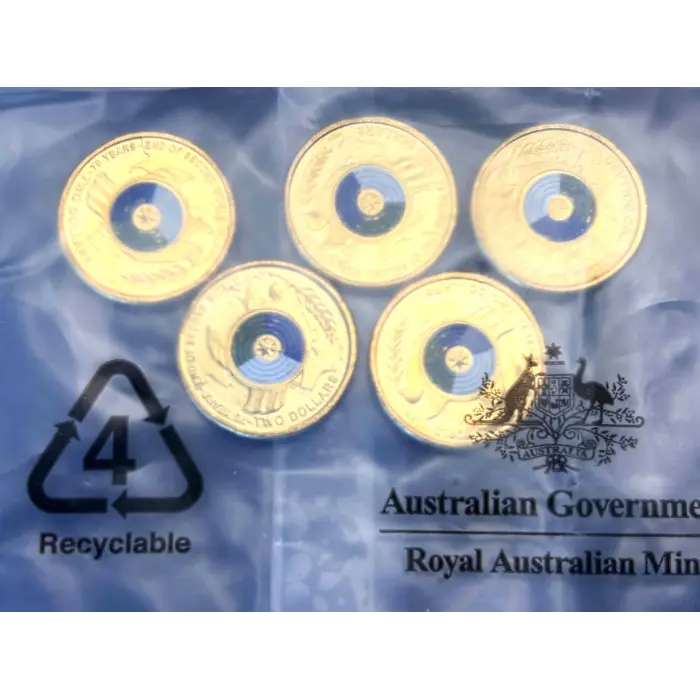 2020 $2 75 years of End of WW2 - RAM bag of 5 Uncirculated  coins
