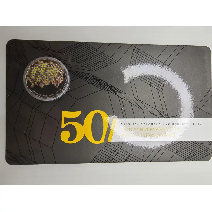Australia 2015 RAM 50th Anniversary Uncirculated 50c Coloured Coin on Card