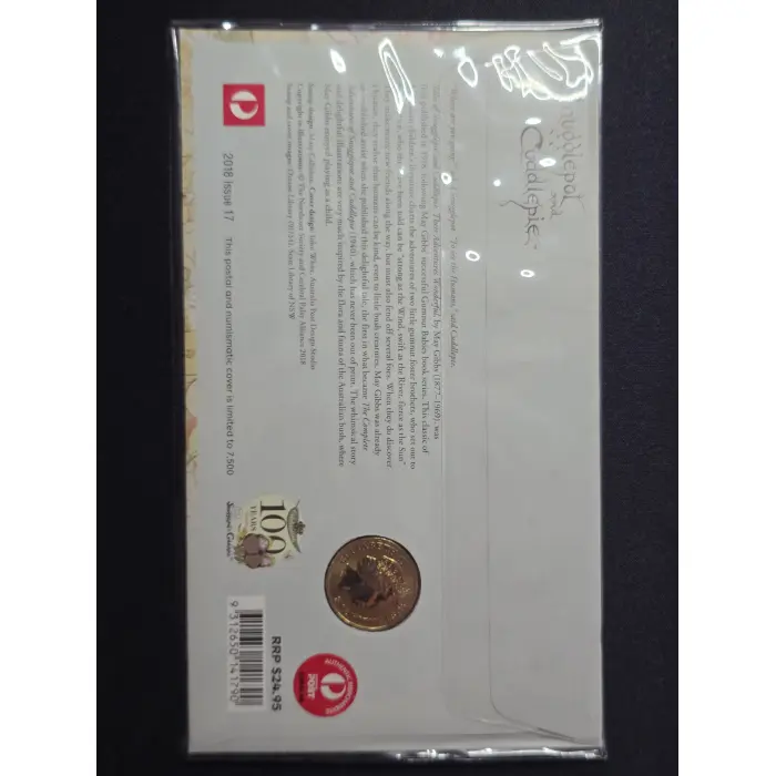 2018 Snugglepot and Cuddlepie $1 Stamp and Coin Cover